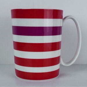 Kate Spade Lenox Morning Mantras ceramic coffee mug stripped red purple white